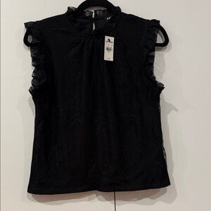 Express Black Ruffle Sleeve Lace Blouse